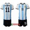 Oficiální Fotbalový Dres Argentina Angel Di Maria 11 Domácí Mistrovství Světa 2022 pro Děti